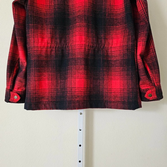 LEVI'S Women's Red & Black Plaid Wool Blend Zipper and Snap Button Jacket Sz S - Picture 9 of 16